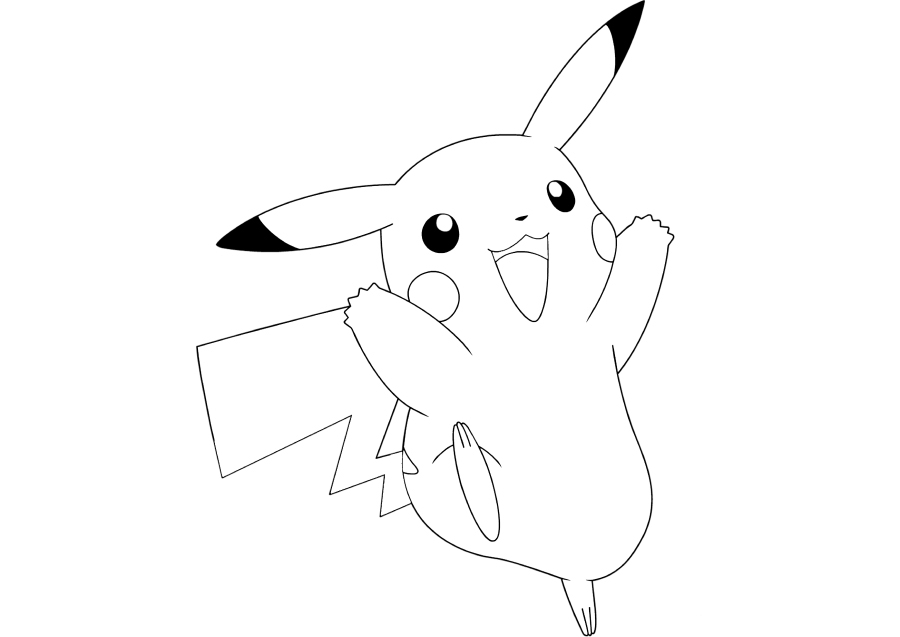 Coloriage Pokémon Heureux Pikachu